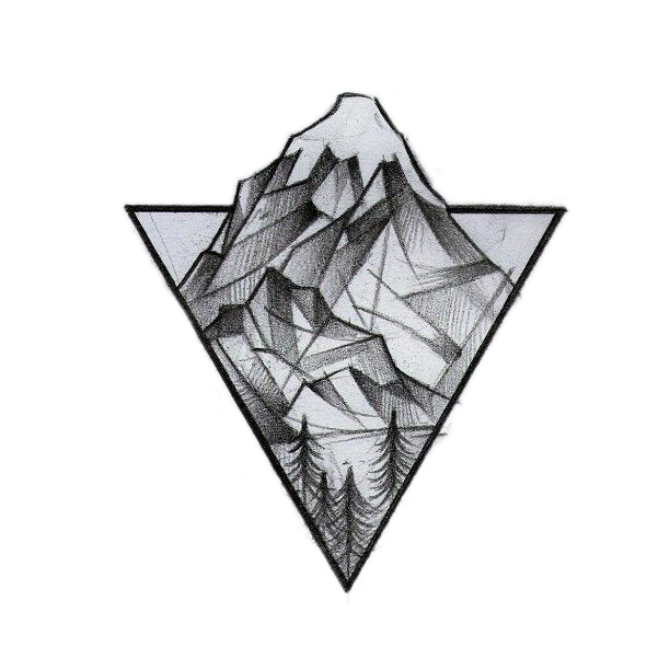 Tattoo Triangle Mountain Geometry Idea Logo Drawing PNG Image
