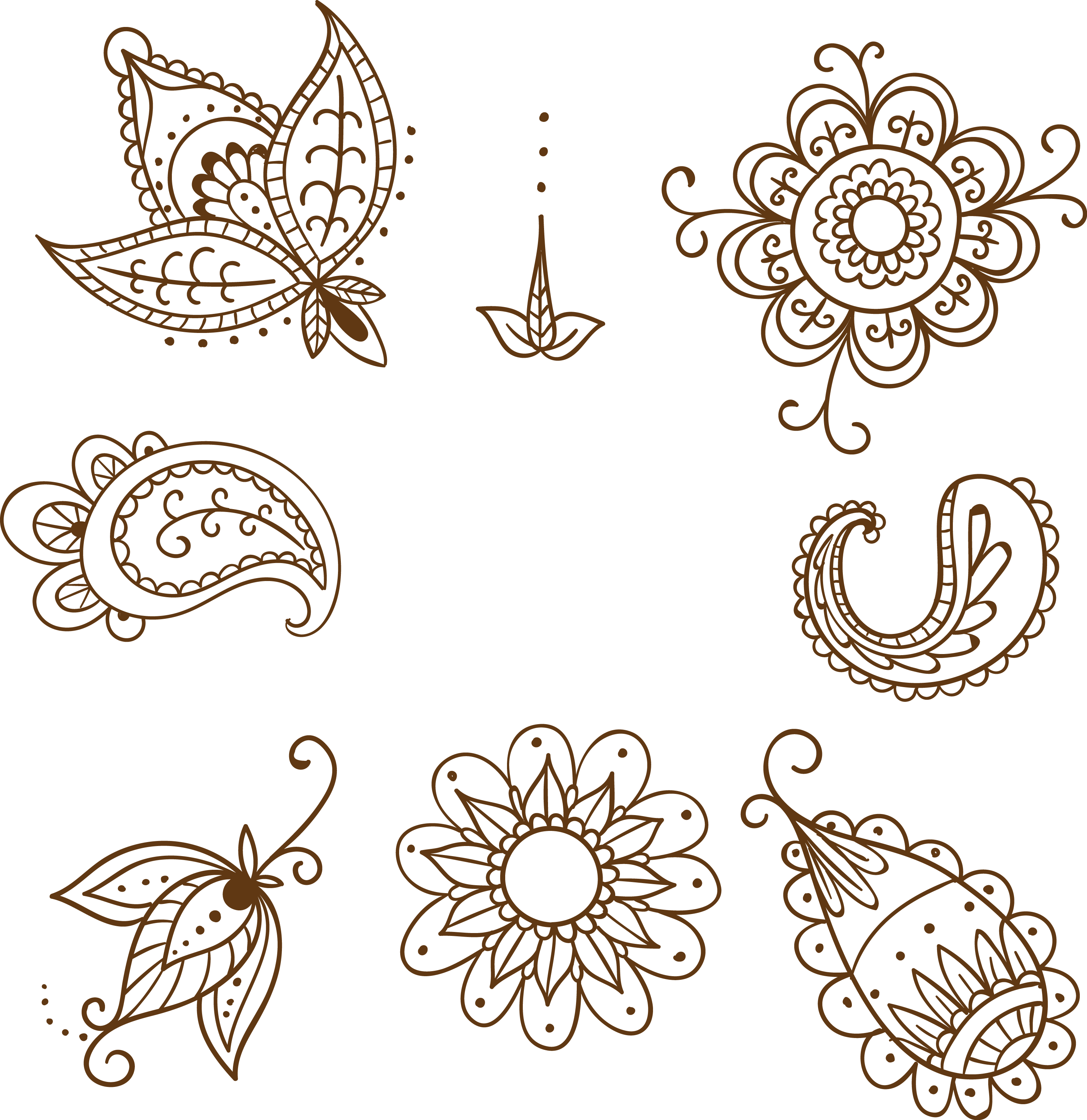 Tattoo Style Pattern Henna Mehndi Hand-Painted PNG Image