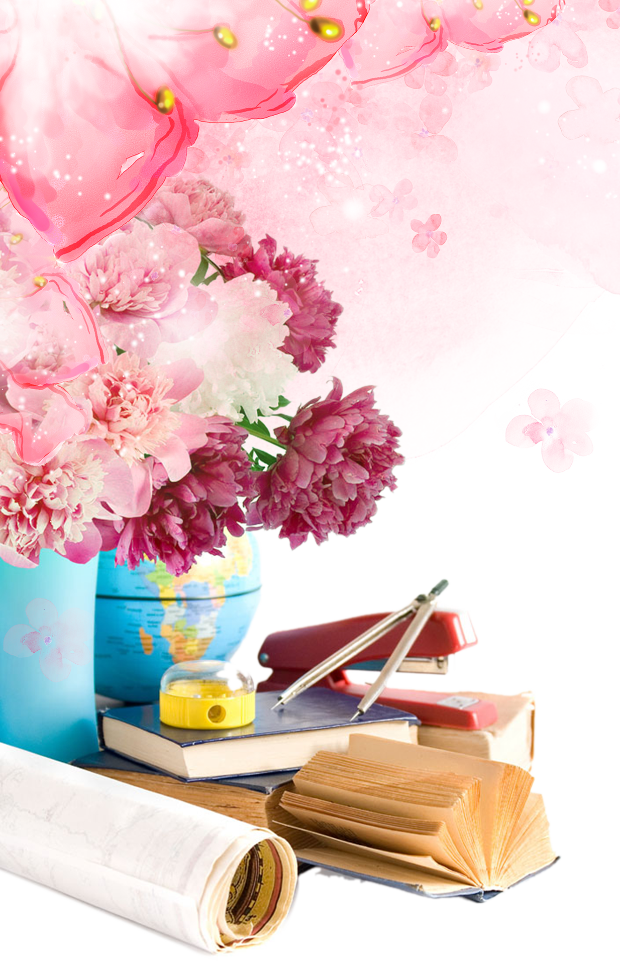 Pink Flower Day Teachers World Teacher PNG Image