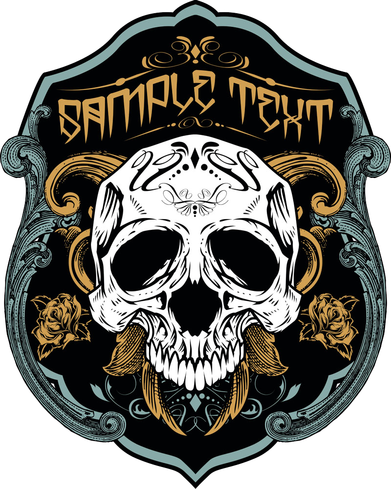 Shield Skull T-Shirt Vector Printed Necklace PNG Image