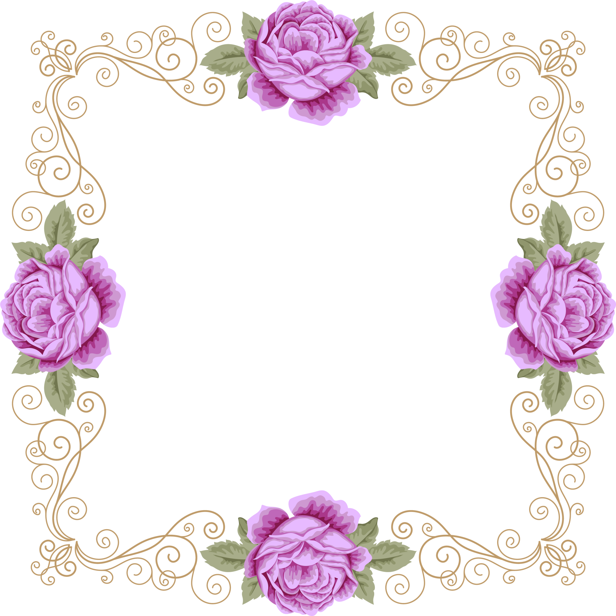 Flower Garden Purple Frame Violet Roses Invitation PNG Image