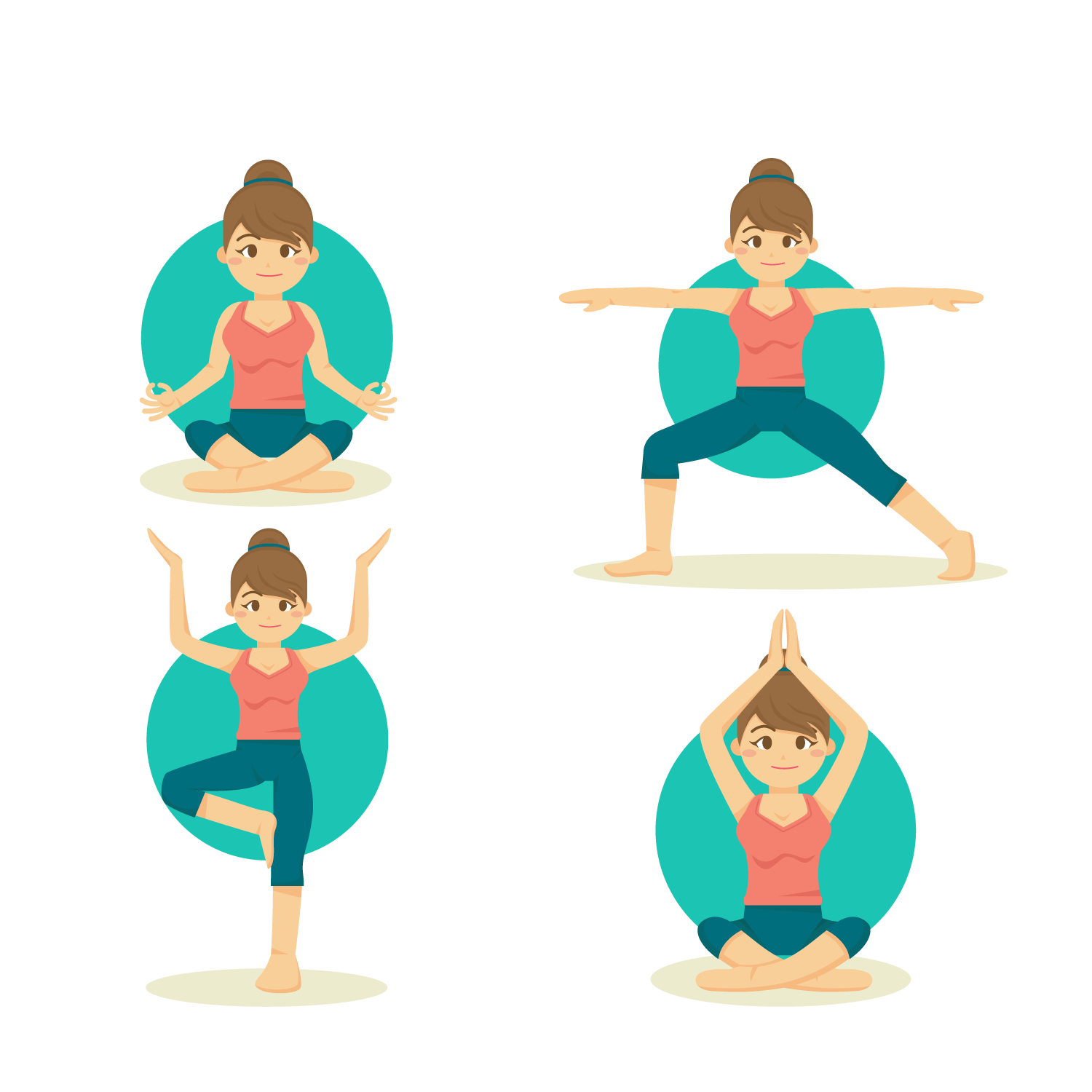 Vector Flat Woman Yoga Vinyasa Material Illustration PNG Image