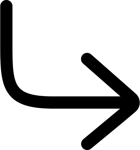 Bottom Right Turn Arrow Outline PNG Image