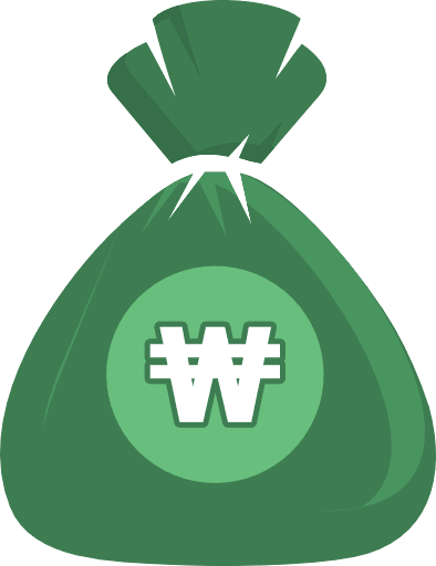 Money Bag South Korean Won Color PNG Image