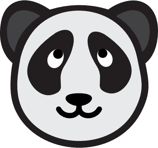 Panda Face Color PNG Image