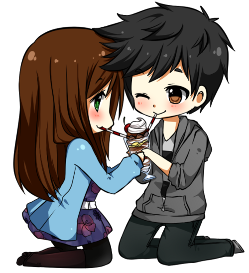 Chibi Couple Love Anime HD Image Free PNG Image