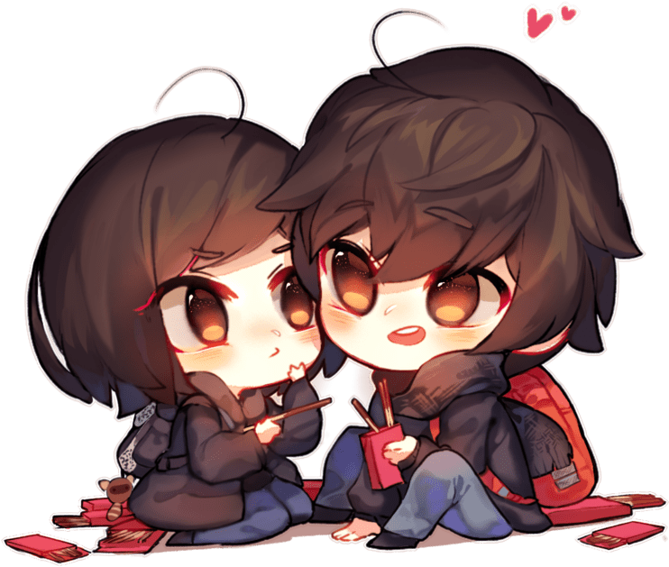 Chibi Photos Couple Love Anime PNG Image