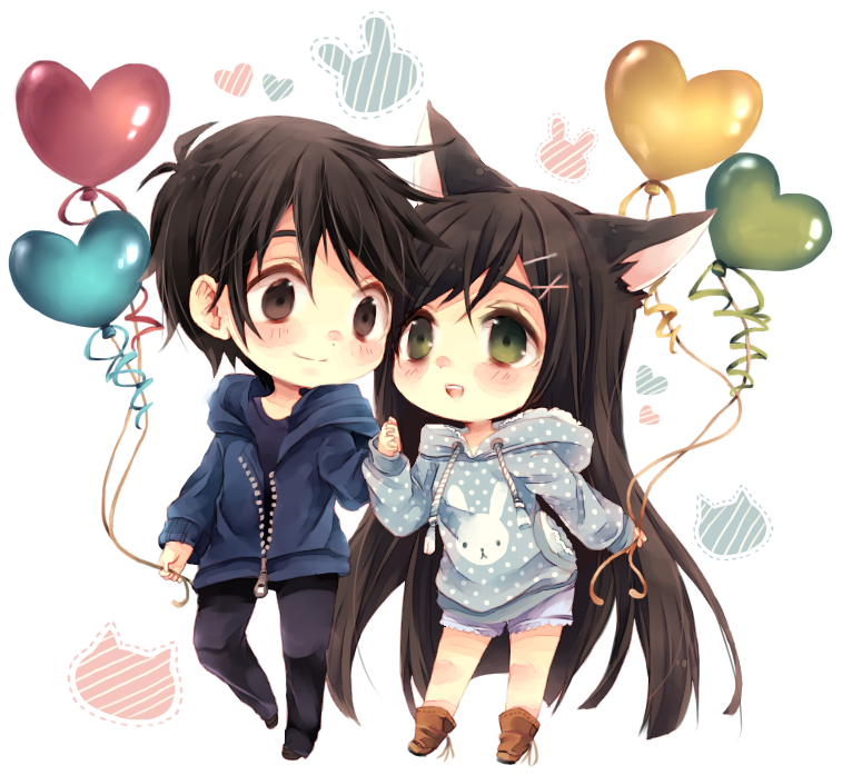 Chibi Couple Anime Free Photo PNG Image