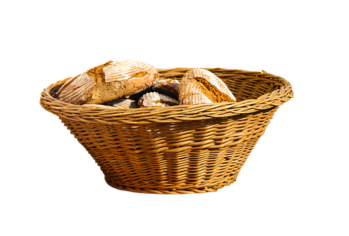 Basket Wicker Slices Wheat Bread PNG Image