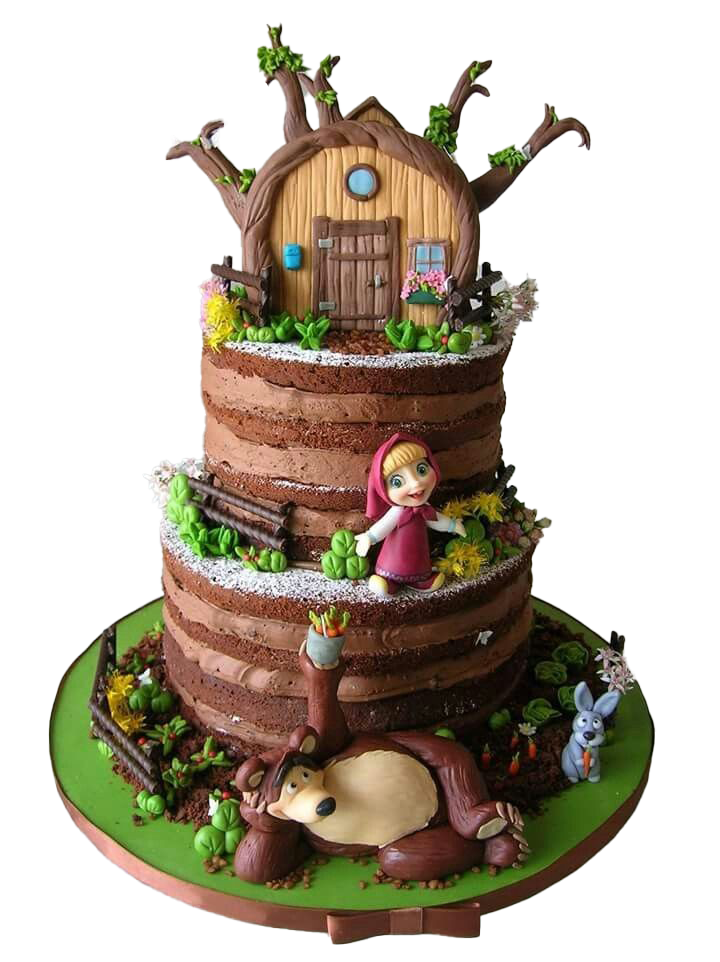 And High-Quality Masha Bear Cake The PNG Image