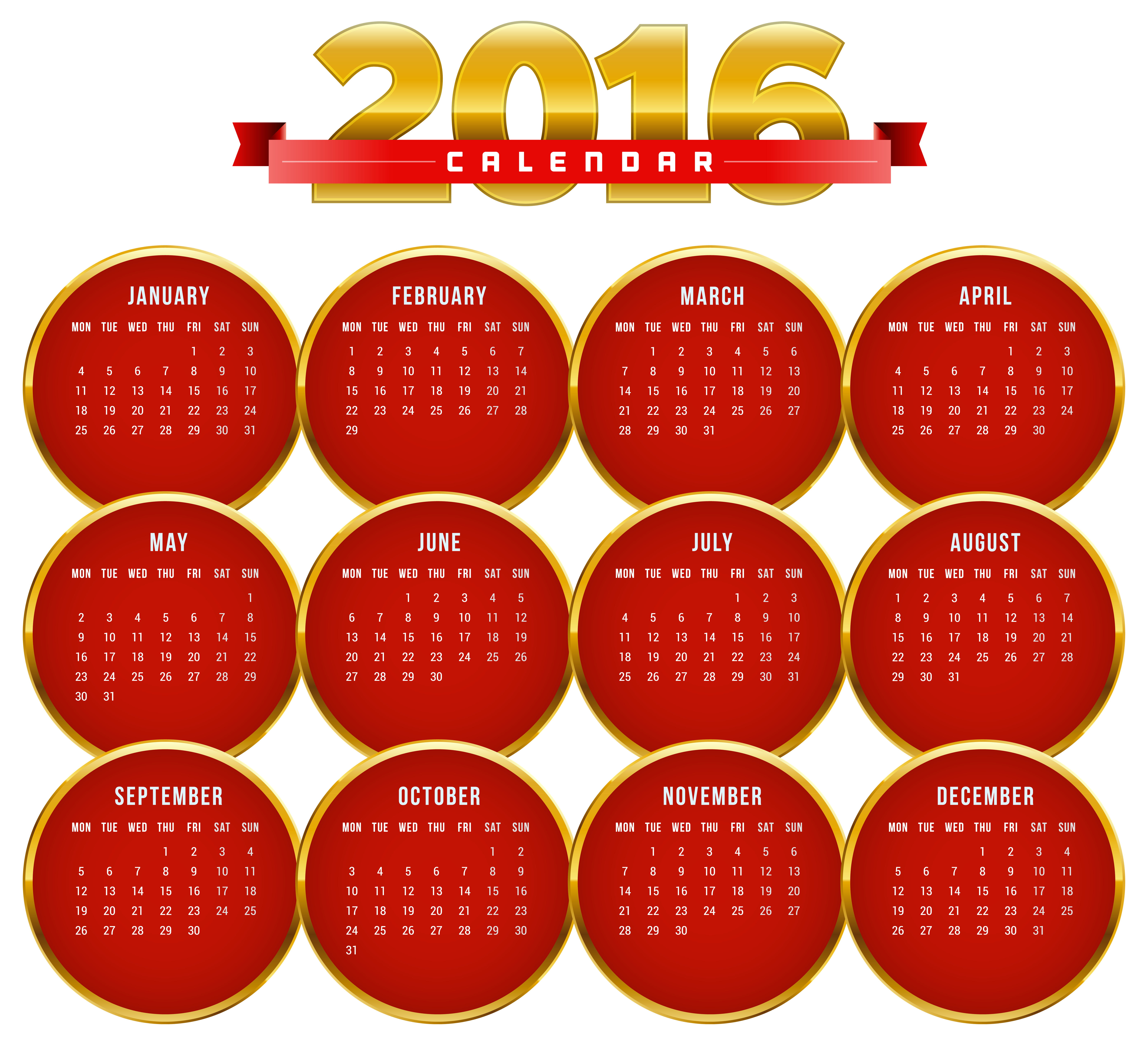 2016 Calendar Google Transparent Red Download Free Image PNG Image