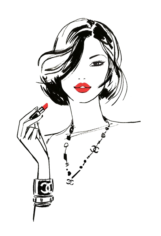 Fashion Girls Illustration Drawing Lips Chanel Red PNG Image