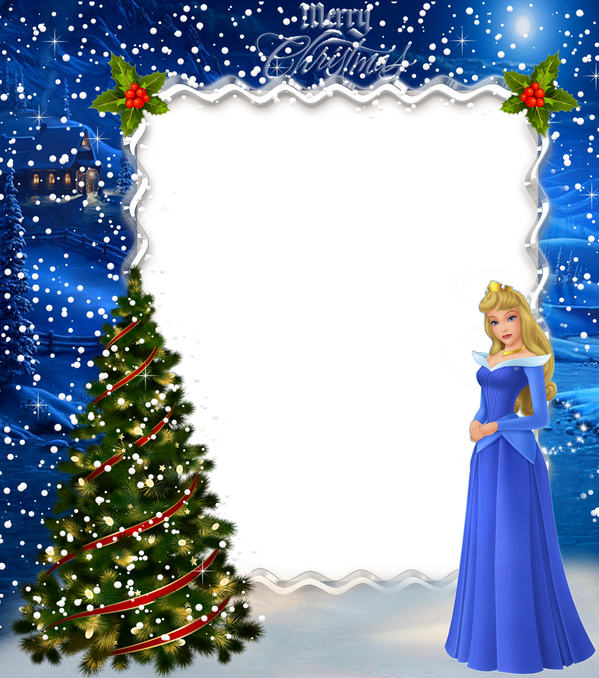 Blue Frame Christmas Free Clipart HD PNG Image