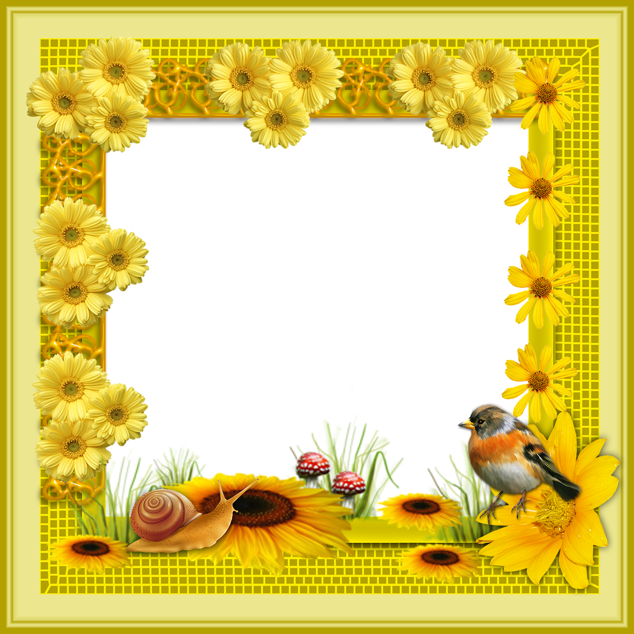 Frame Flowers Sunflower HD Image Free PNG Image