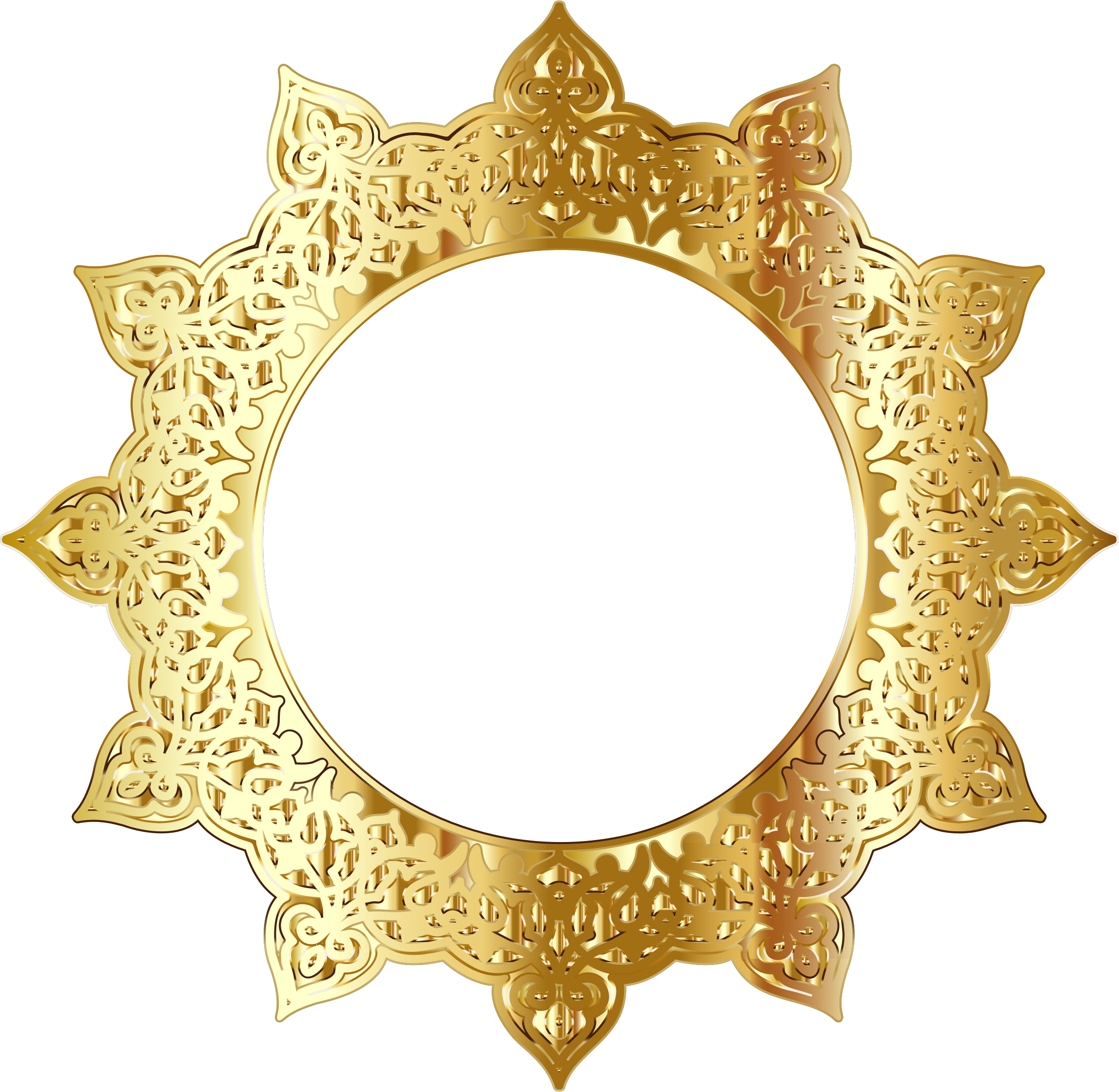 Golden Round Frame Picture PNG Image