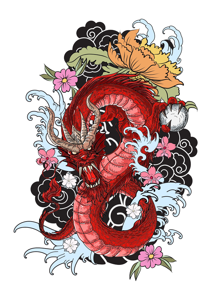 Tattoo Dragon Book Colouring Drawing Red PNG Image