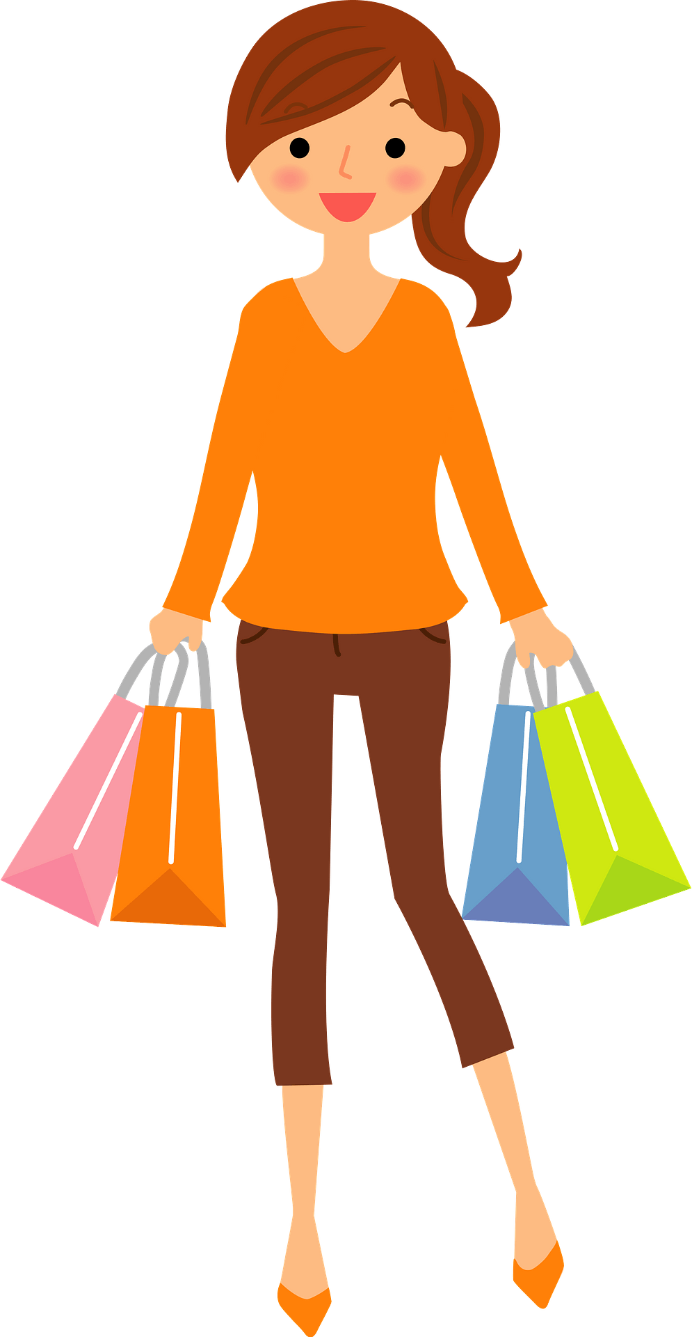 Bag Girl Shopping Holding Happy PNG Image