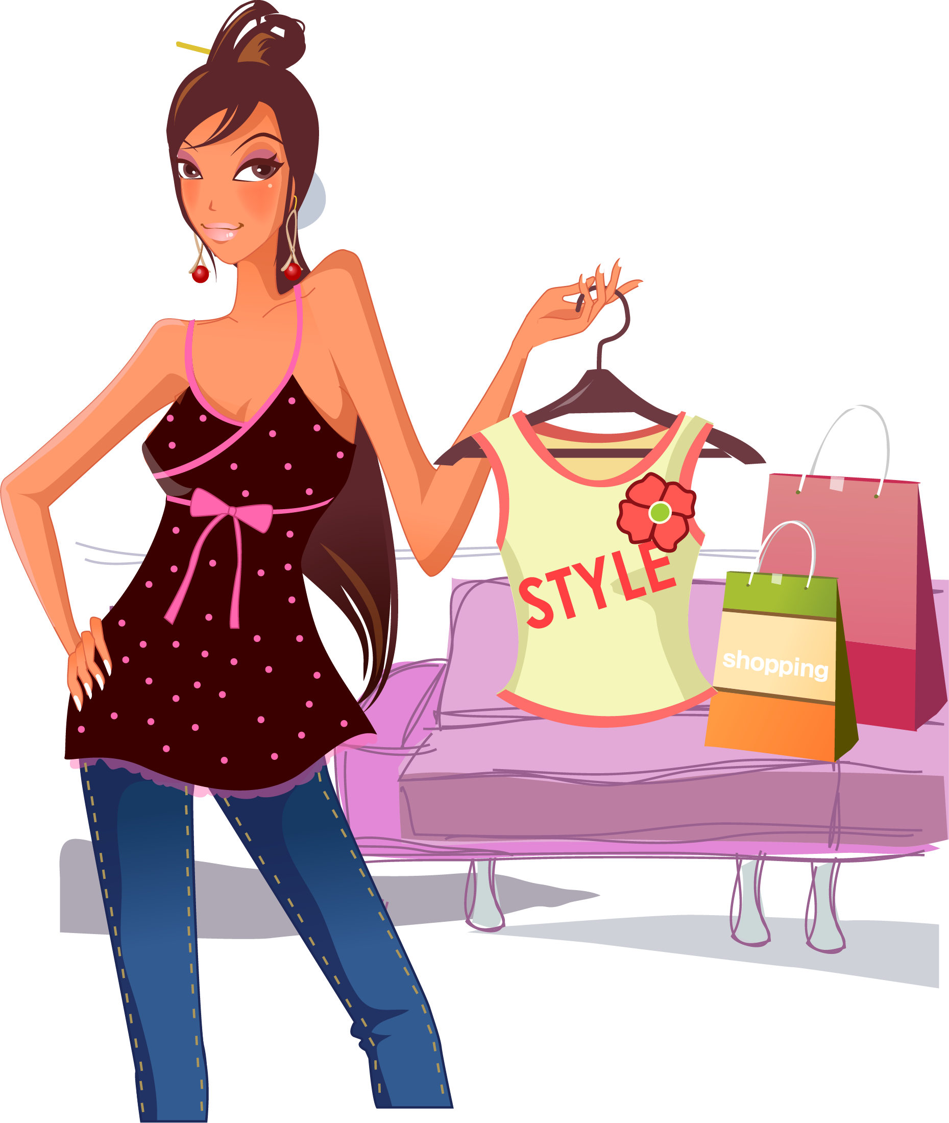 Girl Vector Shopping Free PNG HQ PNG Image