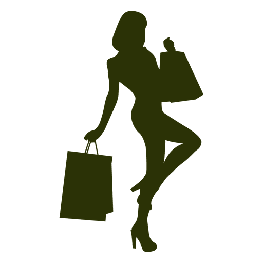 Silhouette Girl Vector Shopping Download HQ PNG Image