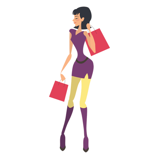 Smiling Vector Shopping Girl Free PNG HQ PNG Image