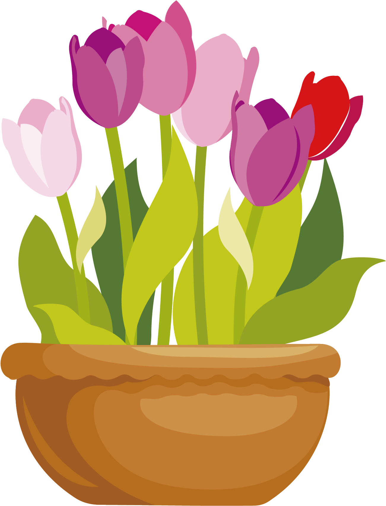 Pot Flower Cartoon Free Transparent Image HD PNG Image