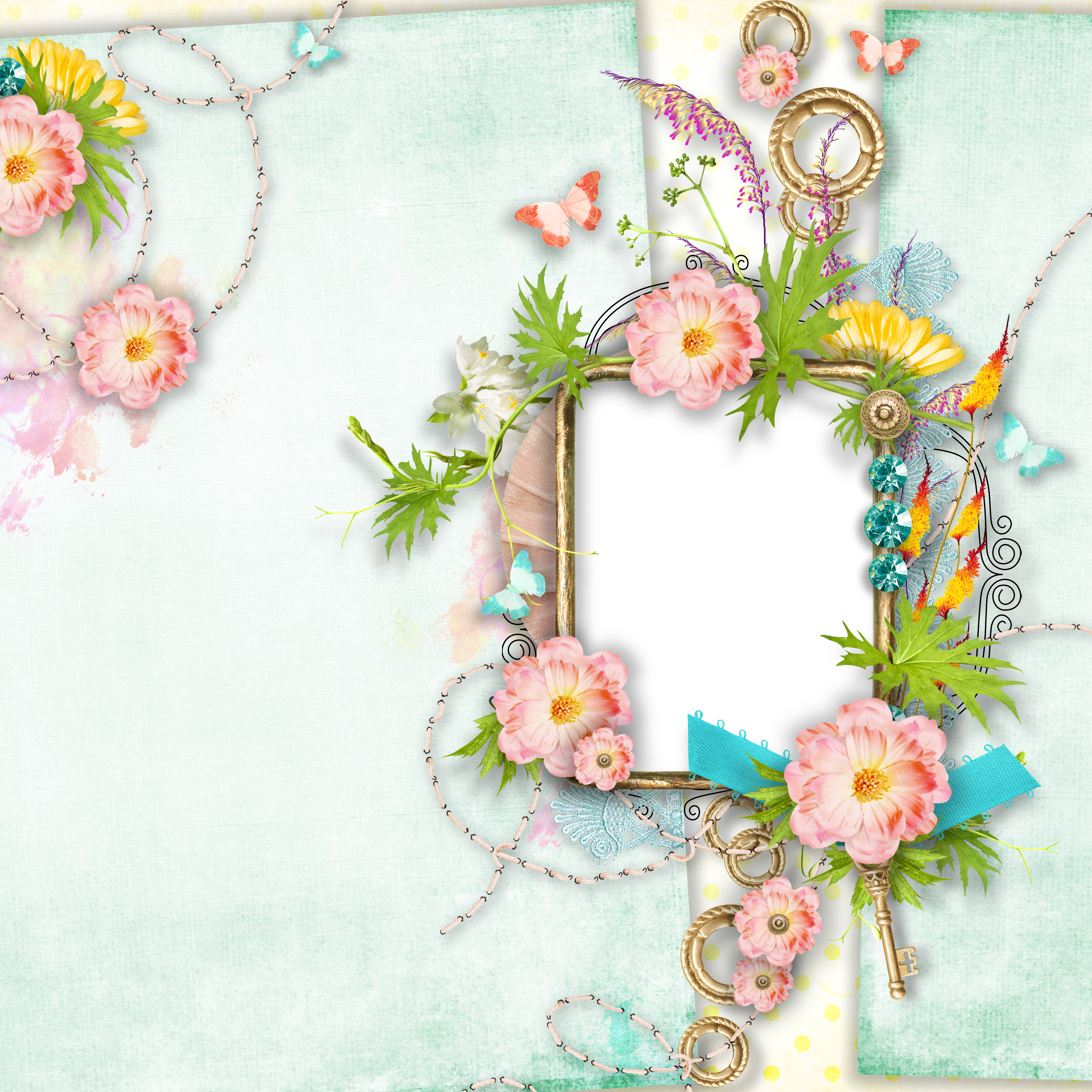 Picture Flower Frame Creative Design Floral PNG Image