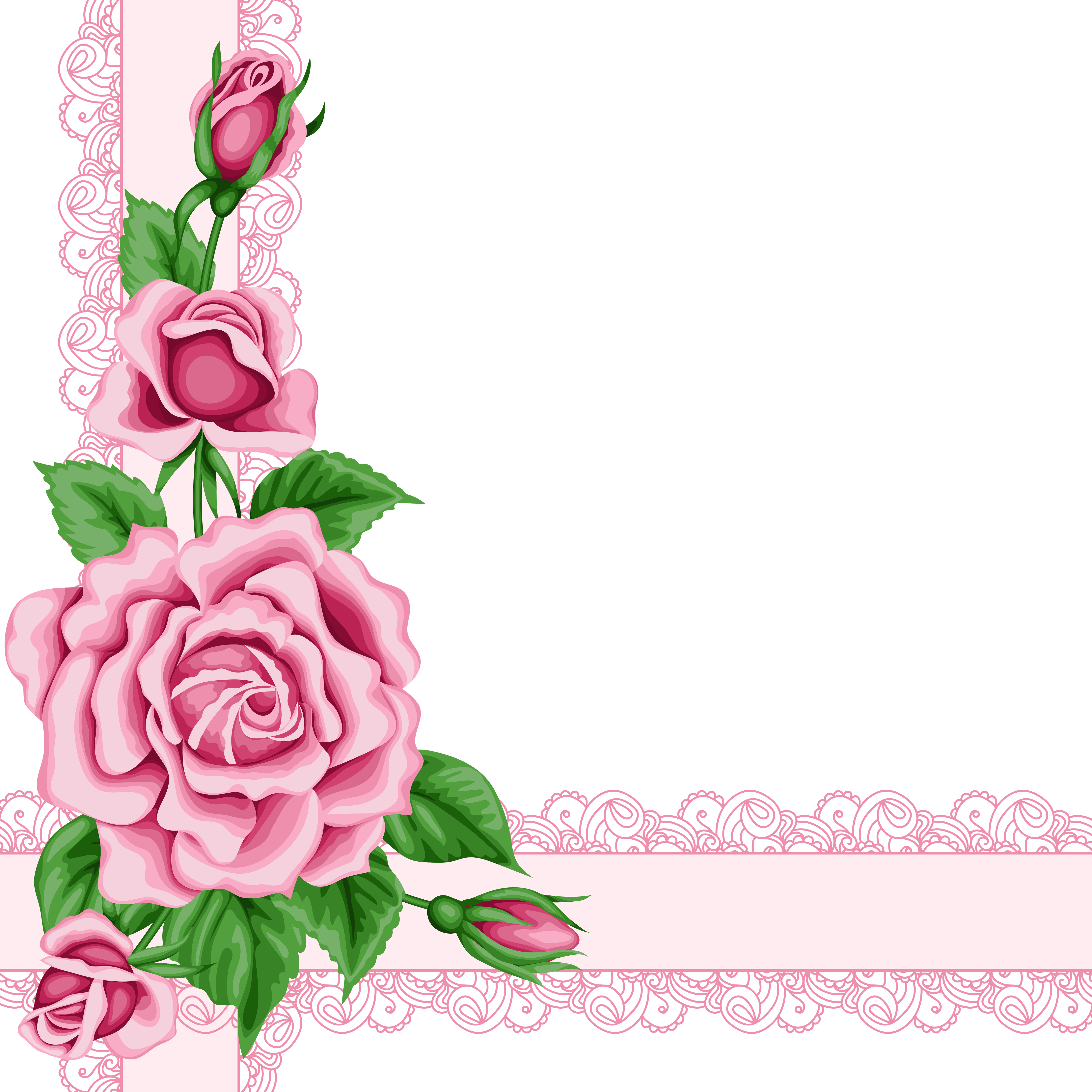 Pink Rose Flower Border Free Download PNG HQ PNG Image