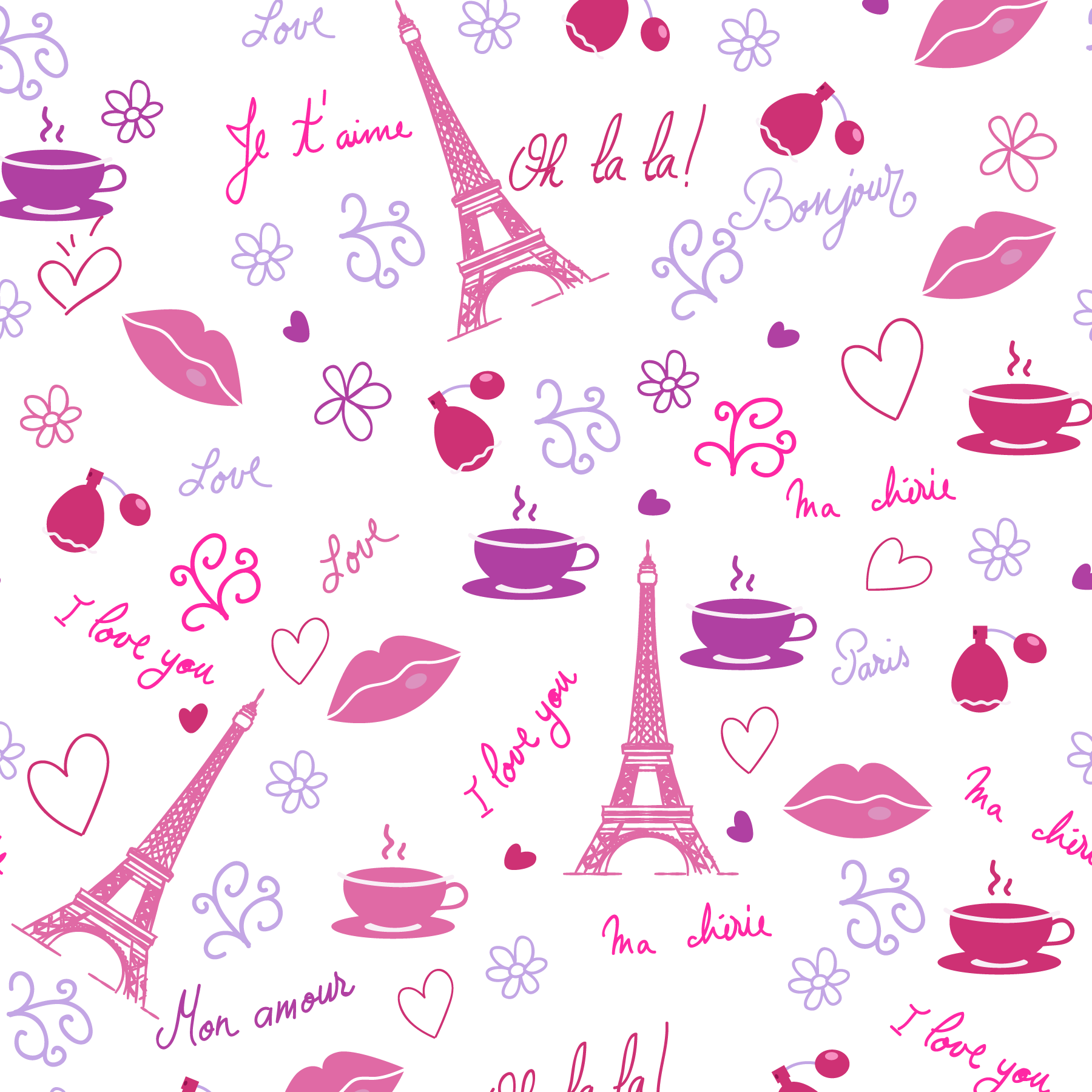 Pink Tower Eiffel Flower Element PNG Download Free PNG Image
