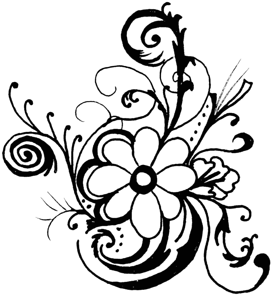 Flower Art Symmetry Black Floral Design PNG Image