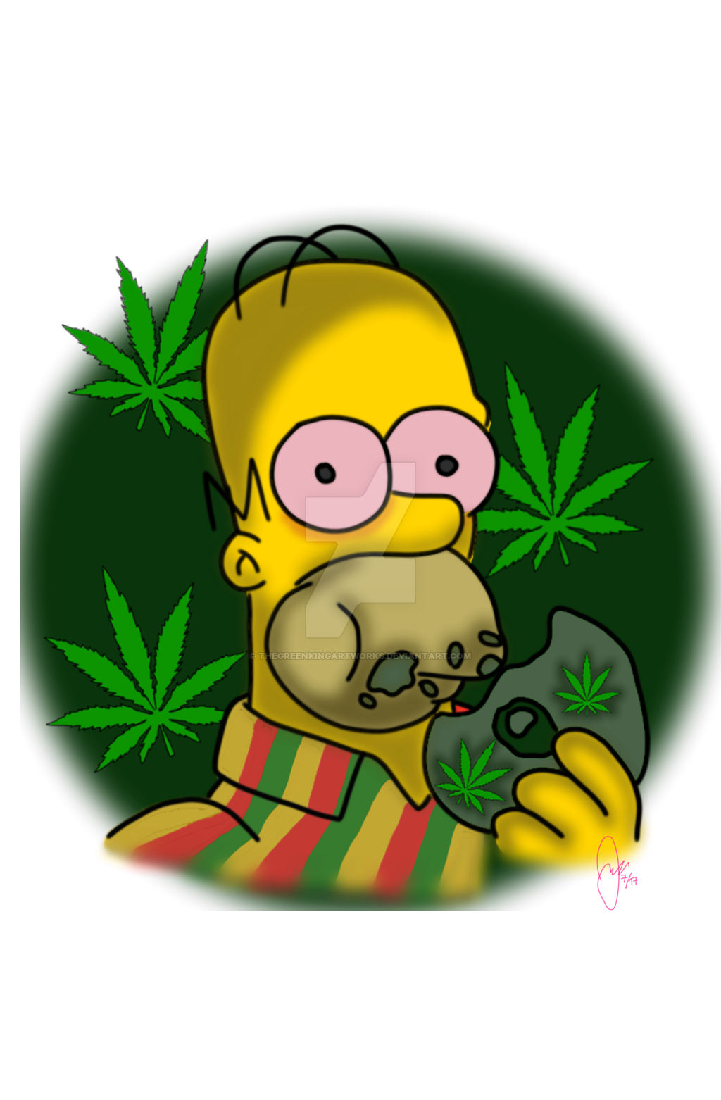 Homer Bart Yellow Cannabis Green Simpson PNG Image