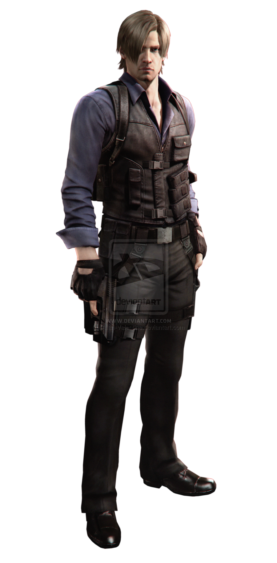 Standing Kennedy Resident Leon Jacket Evil PNG Image