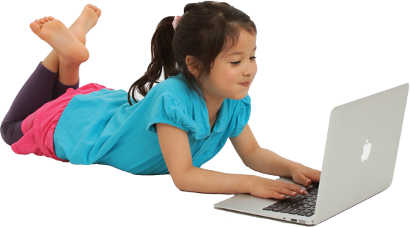 Using Little Laptop Girl Free Photo PNG Image