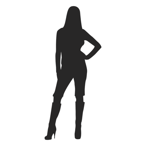 Standing Silhouette Boot Long Vector Girl PNG Image