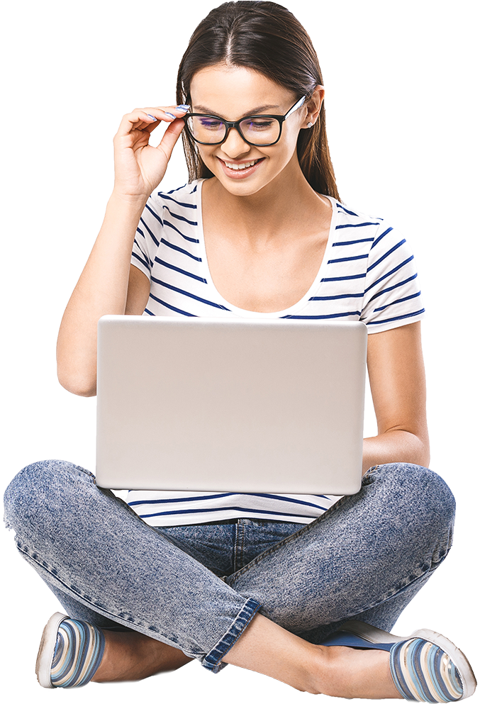 Using Smiling Laptop Girl PNG Download Free PNG Image