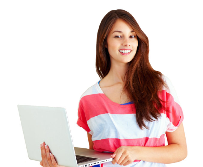 Using Girl Laptop Student Download HQ PNG Image
