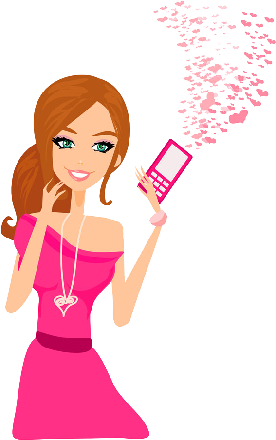 Mobile Using Girl Young Phone PNG Image