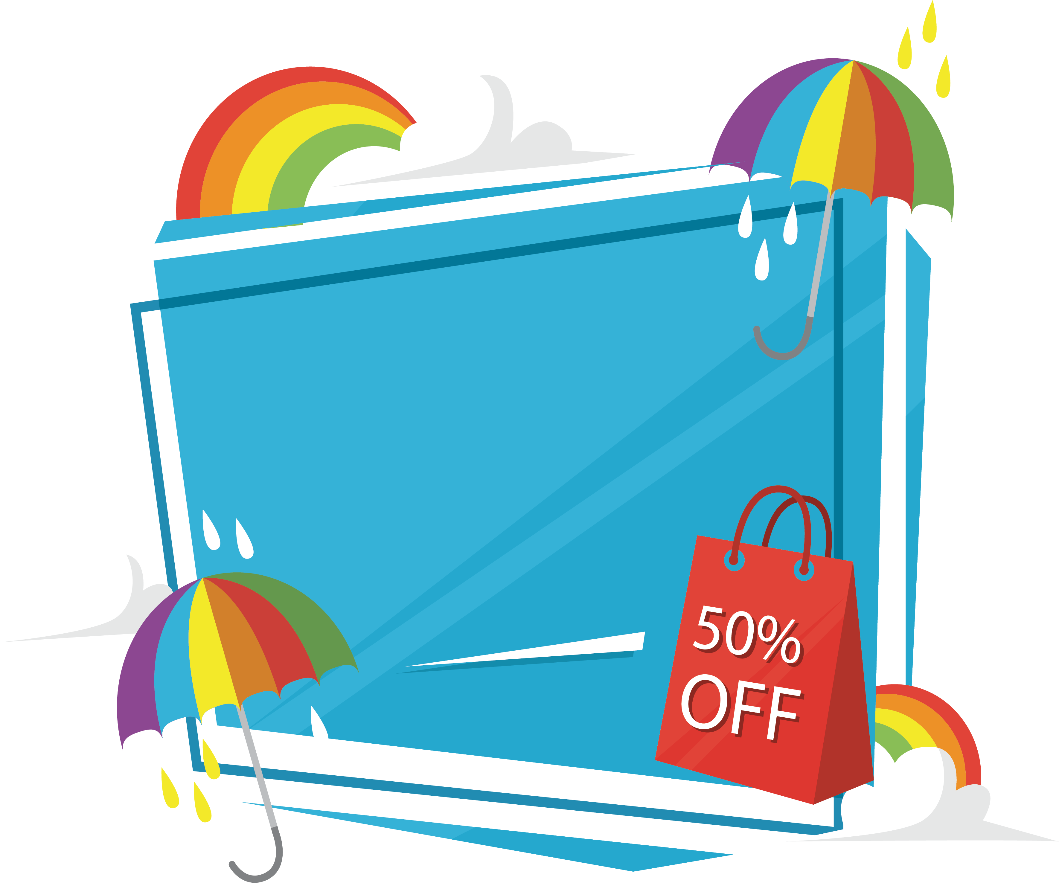 Rainbow Graphic Umbrella Poster Discount Design PNG Image