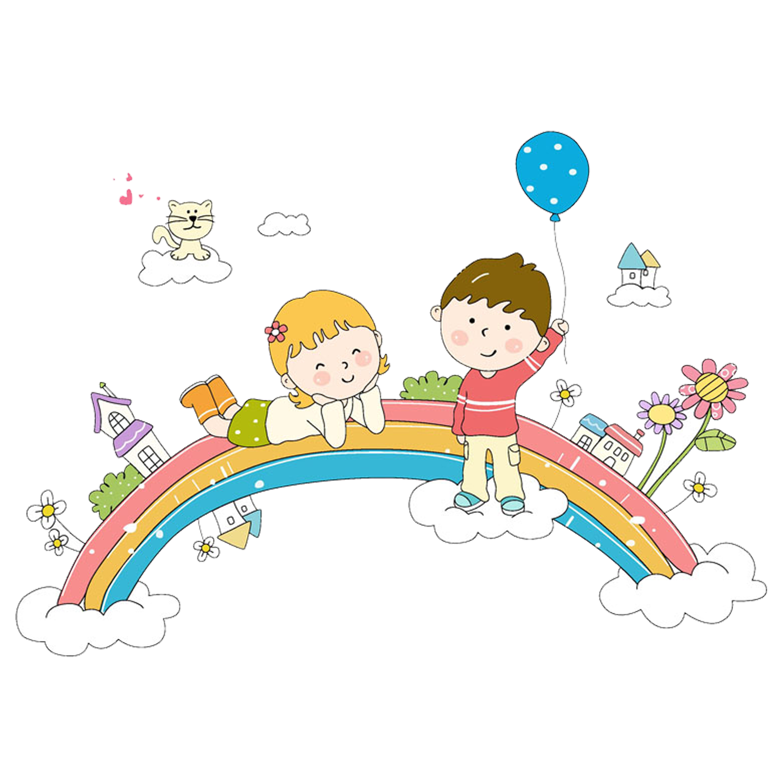 Rainbow Information Whiteboard Child Cartoon Interactive PNG Image