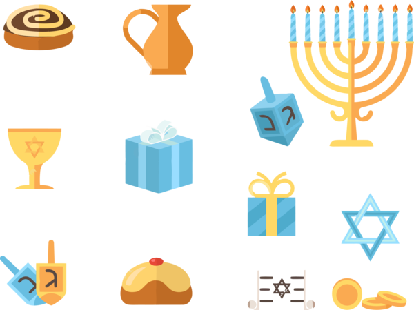 Hanukkah Yellow Line Icon For Happy Eve Party PNG Image