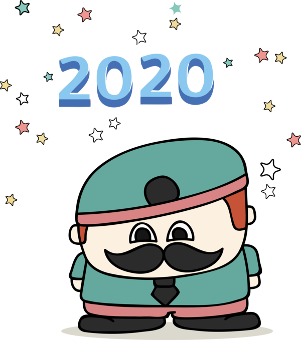 New Year Cartoon Font For Happy 2020 around the world PNG Image