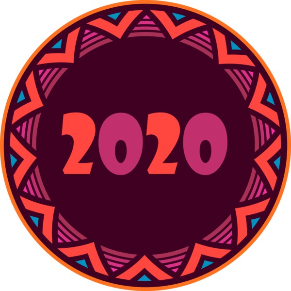 New Year Circle Sticker Logo For Happy 2020 Games PNG Image