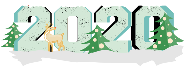 New Years 2020 Deer Font Wildlife For Happy Year Lyrics PNG Image