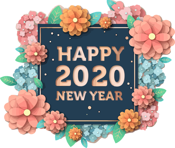 New Year Flower Floral Design Plant For Happy 2020 Background PNG Image