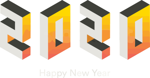 New Year 2020 Font Orange Text For Happy Holiday PNG Image