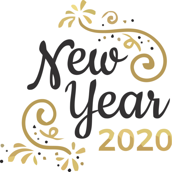 New Year Font Text Calligraphy For Happy 2020 Goals PNG Image