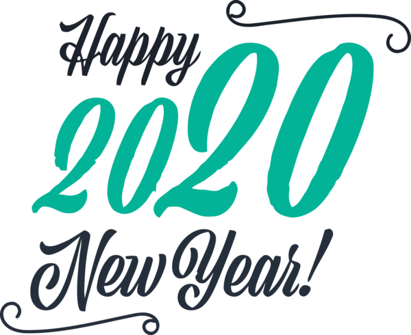 New Year Font Text Calligraphy For Happy 2020 Activities PNG Image