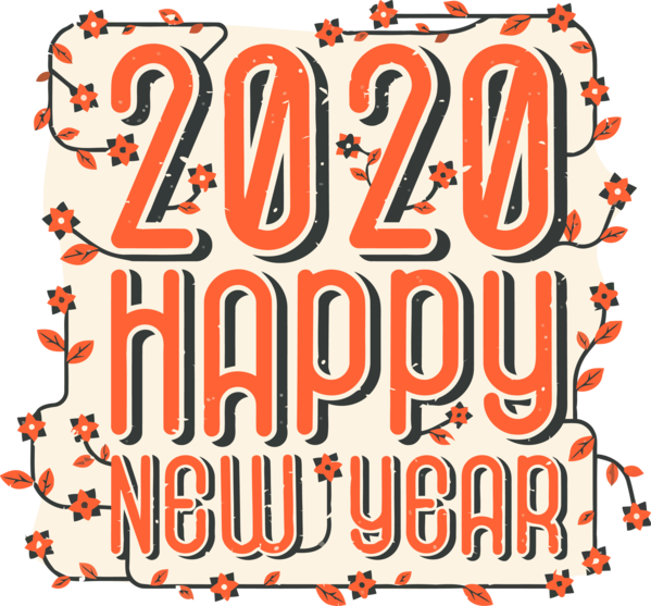 New Year Font Text For Happy 2020 Ecards PNG Image