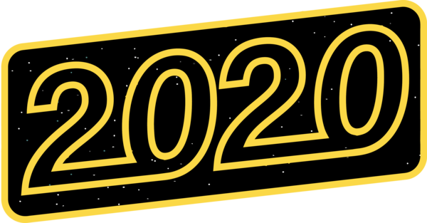 New Year 2020 Font Text Yellow For Happy Colors PNG Image