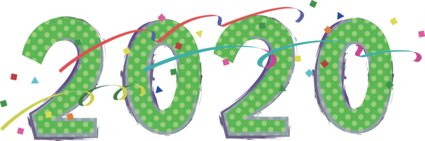 New Year Green Design Font For Happy 2020 Lights PNG Image