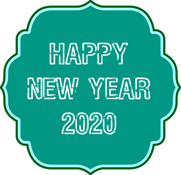 New Year Green Logo For Happy 2020 Quote PNG Image